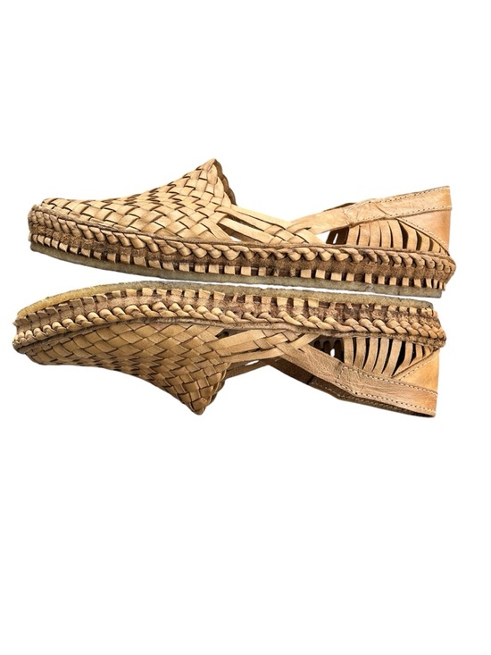 Mohinders Woven Flats in Honey Leather. Handcrafted in India. Men’s size 12 main image 4